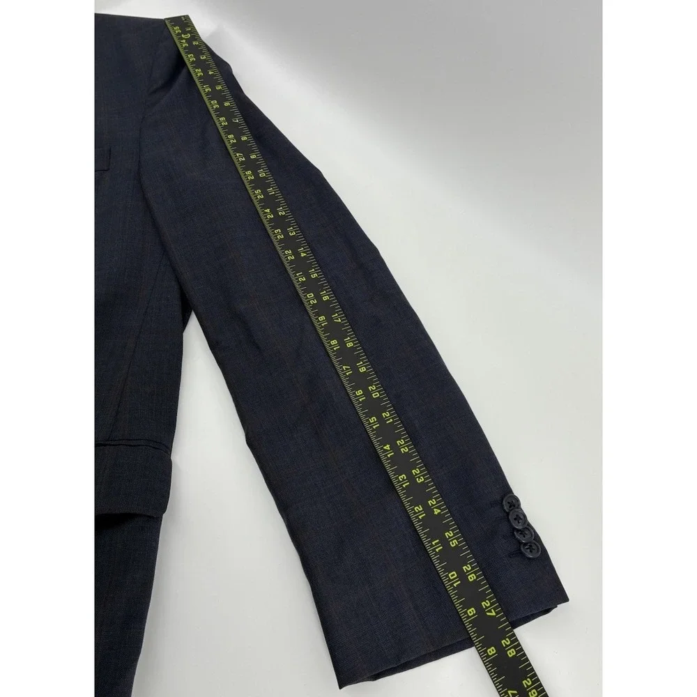 Jack Victor Super 110s Wool Suit Size 48XL Gray Windowpane Pleated Cuffs 42X34